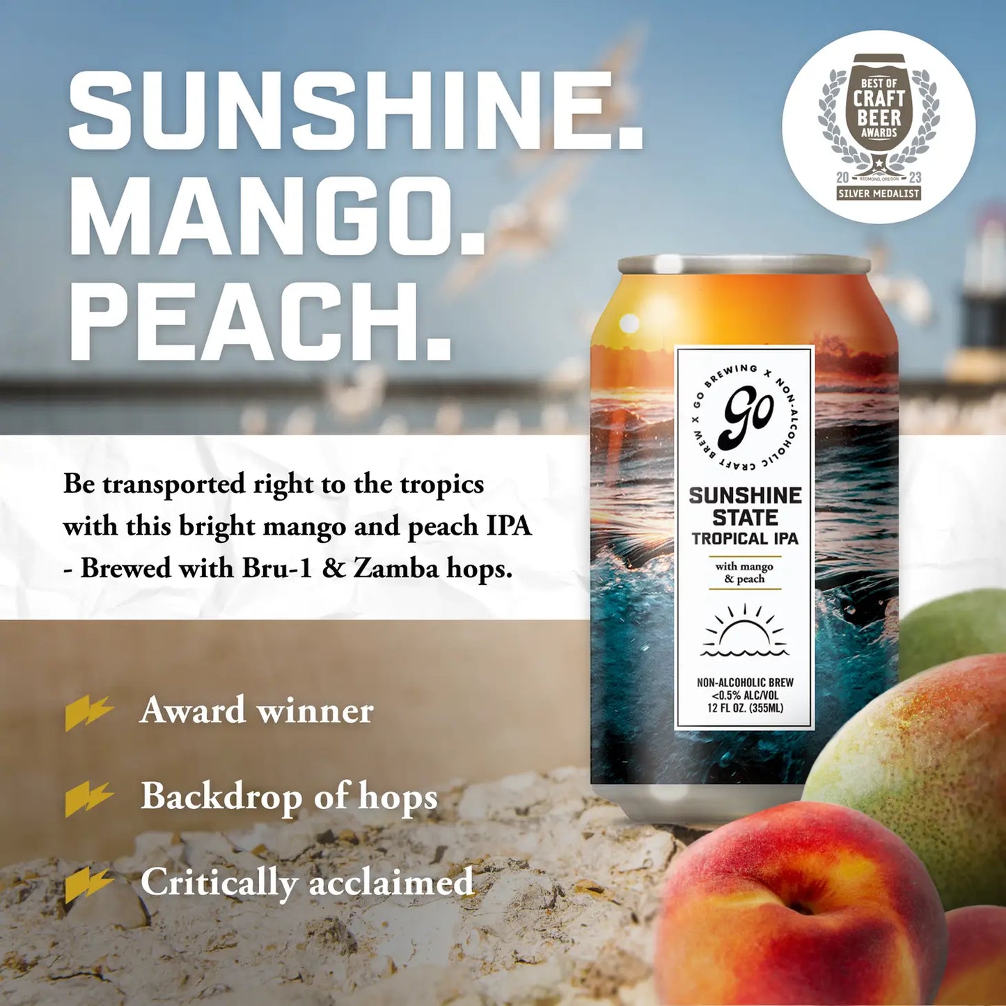 Go Brewing Sunshine State Tropical IPA  | Non-Alcoholic